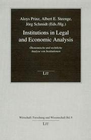 Cover of: Institutions in Legal and Economic Analysis (Wirtschaft: Forschung Und Wissenschaft)