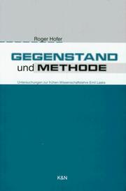 Cover of: Gegenstand und Methode by Roger Hofer, Roger Hofer