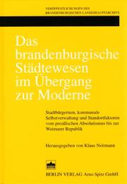 Das brandenburgische Städtewesen im Übergang zur Moderne by Klaus Neitmann