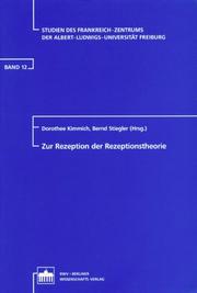 Cover of: Zur Rezeption der Rezeptionstheorie by Dorothee Kimmich, Bernd Stiegler (Hrsg.).