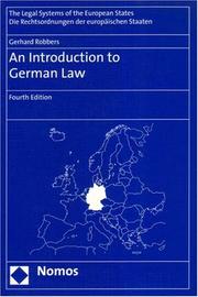 Cover of: An Introduction to German Law (The Legal Systems of the European States)