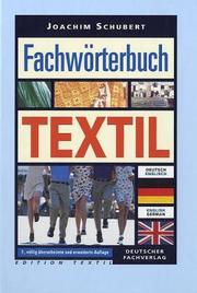 Cover of: Fachwörterbuch Textil by Joachim Schubert