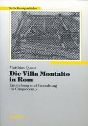Cover of: Die Villa Montalto in Rom: Entstehung und Gestaltung im Cinquecento