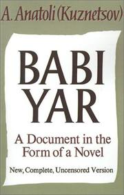 Cover of: Babi Yar: A Docutment in the Form of a Novel; New, Complete, Uncensored Version
