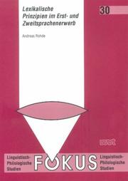 Lexikalische Prinzipien im Erst- und Zweitsprachenerwerb by Andreas Rohde