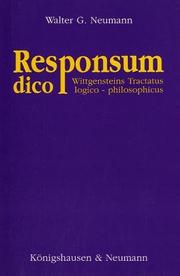 Cover of: Responsum dico: Wittgensteins Tractatus Logico-Philosophicus : eine kritische Untersuchung