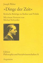Cover of: Dinge der Zeit by Weber, Joseph