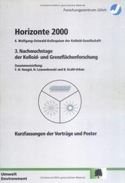 Cover of: Horizonte 2000: Kurzfassungen der Vorträge und Posterpräsentationen