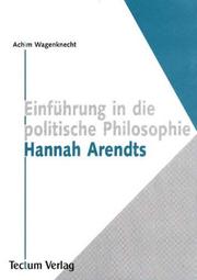 Cover of: Einführung in die politische Philosophie Hannah Arendts