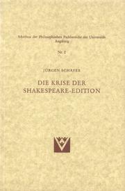 Cover of: Die Krise der Shakespeare-Edition by Jürgen Schäfer