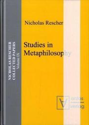 Cover of: Studies in Metaphilosophy: Volume 9 (Nicholas Rescher Collected Papers, Volume 9)