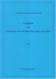 Cover of: Cahiers De L'institute Du Moyen-age Grec Et Latin