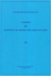 Cover of: Cahiers De L'institut Du Moyen-age Grec Et Latin by Sten Ebbesen