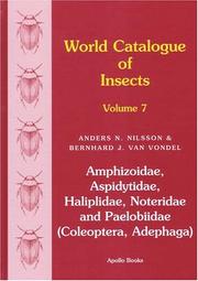 Cover of: World Catalogue of Insects by Anders N. Nilsson, Bernhard Van Vondel