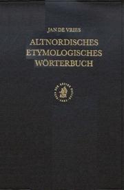 Cover of: Altnordisches Etymologisches Worterbuch | 