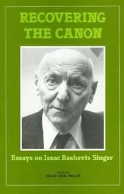 Cover of: Recovering the canon: essays on Isaac Bashevis Singer