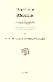 Cover of: Meletius, sive, De iis quae inter Christianos conveniunt epistola