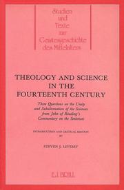 Theology and science in the fourteenth century by John of Reading, Bishop of Paris Peter Lombard