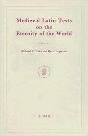 Cover of: Medieval Latin texts on the eternity of the world by Richard C. Dales, Omar Argerami