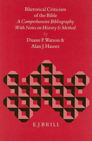 Cover of: Rhetorical Criticism of the Bible by Duane F. Watson, Alan J. Hauser