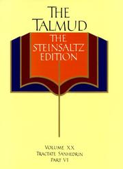 Cover of: The Talmud, The Steinsaltz Edition, Volume 20: Tractate Sanhedrin, Part VI (Talmud the Steinsaltz Edition)