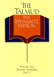 Cover of: The Talmud, The Steinsaltz Edition, Volume 19: Tractate Sanhedrin, Part V (Talmud the Steinsaltz Edition)