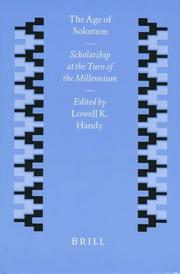 Cover of: The age of Solomon by edited by Lowell K. Handy.