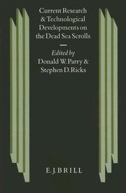 Cover of: Current Research and Technological Developments on the Dead Sea Scrolls by 