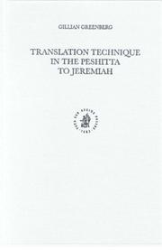 Cover of: Translation Technique in the Peshitta to Jeremiah (Monographs of the Peshi {t} Ta Institute Leiden, 13)