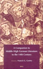Cover of: A Companion to Middle High German Literature to the 14th Century by Francis G. Gentry