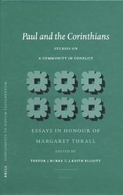Cover of: Paul and the Corinthians: Studies on a Community in Conflict  by 