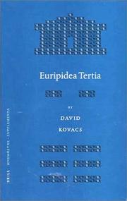 Cover of: Euripidea tertia by David Kovacs