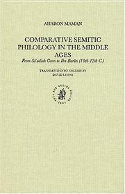 Cover of: Comparative Semitic Philology In The Middle Ages: From Sa'adiah Gaon To Ibn Barun (10th-12th C.) (Studies in Semitic Languages and Linguistics)