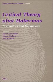 Cover of: Critical Theory After Habermas by 