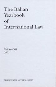 Cover of: The Italian Yearbook of International Law