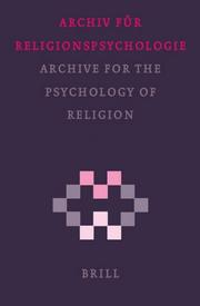 Cover of: Archiv Fur Religionpsychologie/ Archive for the Psychology of Religion (Archive for the Psychology of Religion/Archiv Fur Religionsp) | 