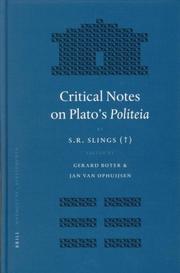 Cover of: Critical notes on Plato's Politeia
