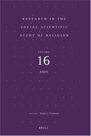 Cover of: Research in the Social Scientific Study of Religion (Research in the Social Scientific Study of Religion) (Research in the Social Scientific Study of Religion)