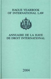 Cover of: Hague Yearbook of International Law/annuaire De La Haye De Droit International (Hague Yearbook of International Law/Annuaire de La Haye de Droit International)