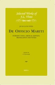 Cover of: J. L. Vives: De Officio Mariti: Introduction, Critical Edition, Translation and Notes (Selected Works of Juan Luis Vives)