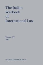 Cover of: The Italian Yearbook of International Law 2005 (Italian Yearbook of International Law)