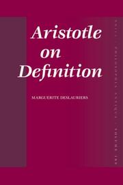 Cover of: Aristotle on Definition (Philosophia Antiqua)