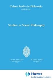 Cover of: Studies in Social Philosophy (Tulane Studies in Philosophy)