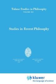 Cover of: Studies in Recent Philosophy (Tulane Studies in Philosophy)