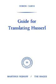 Cover of: Guide for Translating Husserl (Phaenomenologica)