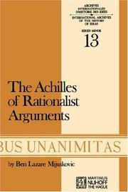 Cover of: The Achilles of rationalist arguments: the simplicity, unity, and identity of thought and soul from the Cambridge Platonists to Kant : a study in the history of an argument