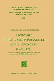 Inventaire de la correspondance de Johannes Fredericus Gronovius, 1631-1671 by Paul Dibon