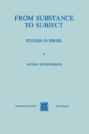 Cover of: From substance to subject: studies in Hegel