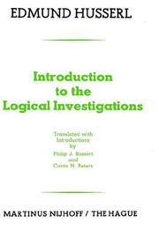 Cover of: Introduction to the Logical investigations: a draft of a preface to the Logical investigations (1913)