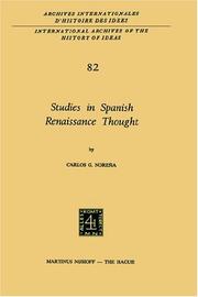 Cover of: Studies in Spanish renaissance thought